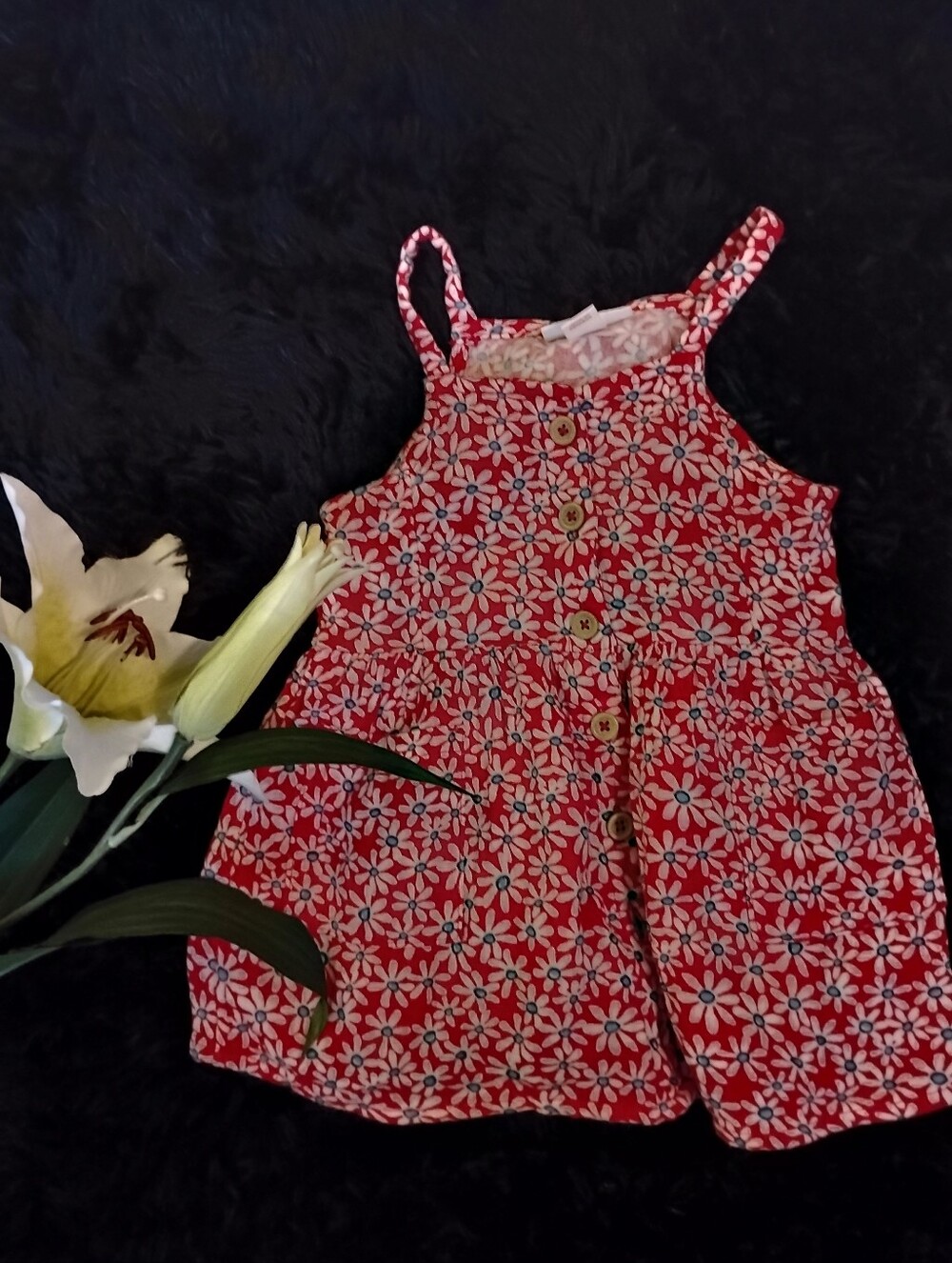 Cat & Jack Red Daisy Button-Front Romper